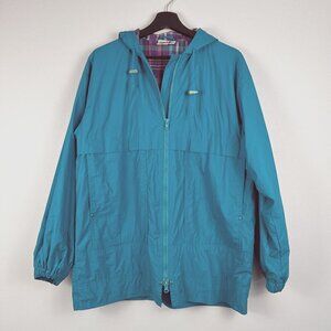 Vintage northern reflections women oversize windbreaker rain jacket teal sz S